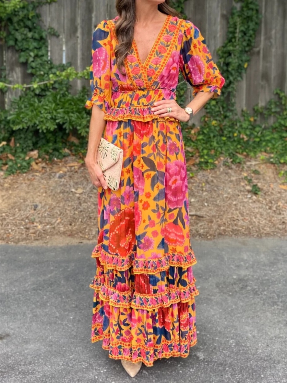 NEW Farm Rio Floral Dream Maxi Dress Floral Dream Yellow XS